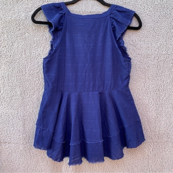 NEW True Craft Southern Roadtrip 3 Tiered Peplum Raw Hem Cap Sleeve Top Sz XS - Picture 5 of 10